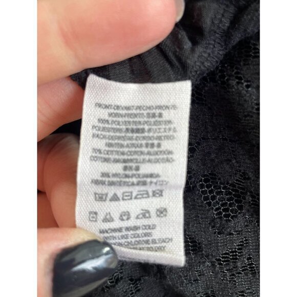 Free People Top Pullover Short Sleeve Scoop Neck Floral Lace Black Sz Small - Picture 8 of 8